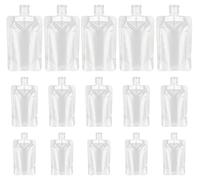 YASUOA 15 Pieces Travel Size Refillable Empty Squeeze Pouch, TSA Approved Stand Up Pouch for Toiletry Lotion Shampoo Shower Gel Squeezable Bags, clear, B-15pcs 30/50/100ml