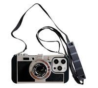 Yatchen Camera Case Compatible with iPhone 16 Pro, Cute 3D Vintage Camera with Lanyard Adjustable Shoulder Strap Girls Women Unique Cool Silicone PC Cover Black