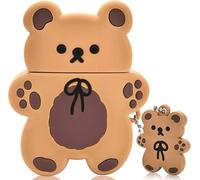 Yatchen Cartoon Case Compatible with AirPods Pro 3rd Generation,Kawaii 3D Cute Bear Brown Soft Silicone Protector with Keychain Girls Women Shockproof Charging Cover for AirPods Pro 3