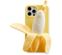 Yatchen Cute 3D Cartoon Case Compatible with iPhone 15 Pro,Unique Funny Banana Design Soft Decompression Silicone Case Ultra-Thin Non-Slip Shockproof Protective Case for iPhone