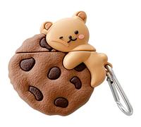 Yatchen Cute AirPods 3rd Generation Case,Kawaii 3D Cartoon Cookie Bear Soft Silicone Protective Cover with Keychain Shockproof Charging Case Compatiable with AirPods 3 for Girls Women Khaki