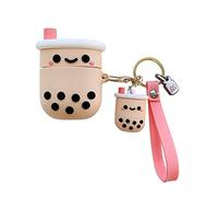 Yatchen for AirPod 2&1 Case,Cute 3D Cartoon Boba Milk Tea AirPods 2 nd Generation Cover Kawaii Soft Silicone Protective Cover with Keychain Shockproof Charging Case for AirPods 1&2 for Girls Women