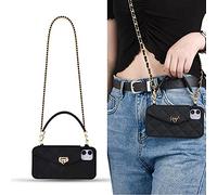 Yatchen iPhone Wallet Case, Crossbody Purse with Lanyard Strap, Flip Credit Card Holder, Soft Silicone Girls Lady Handbag Case for iPhone 12 Pro Max, Black