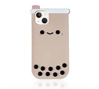 Yatchen Kawaii Phone Cases Apply to iPhone 13 Pro,Cute 3D Cartoon Boba Milk Tea Phone Cover Soft Silicone Funny Bubble Pearl Case for Women Girls Shockproof Protective Cover for iPhone 13 Pro