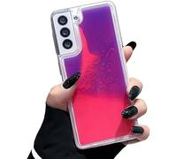 Yatchen Liquid Fluorescent Case Compatible with Samsung Galaxy S22 Ultra,Luxury Fun Glow in The Darkness Quicksand Clear Soft TPU Back Cover Luminous Shockproof Protector-Rose