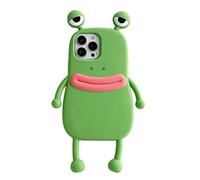 Yatchen Ugly Case Compatible with iPhone 14 Plus, Kawaii Phone Case 3D Cartoon Cute Frog Soft Silicone Unique Fun Cover Slim Fit Anti-Drop Protector for Women Girls Green