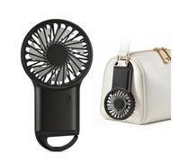 YATCO 500mAh Mini Handheld Fan Portable, 3 Speeds, Low Noise USB-C Rechargeable, Lightweight Powerful Fans Foldable Desktop Neckband Style, Hanging Style Fans for Office Home Outdoor Travel (Black)