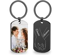 YATEDIY Personalised Keyring Photo - Custom Keychain with Engraved Name,Personalised Dog Memorial Gifts for Men Her Drive Safe Keyring (style 2)
