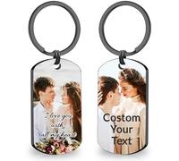 YATEDIY Personalised Keyring Photo - Custom Keychain with Engraved Name,Personalised Dog Memorial Gifts for Men Her Drive Safe Keyring (style 3)