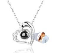 YATEDIY Photo Necklace Personalised Projection Necklace With Picture Inside - Custom Necklaces for Love Memorial Women Mom Daughter Birthday (style 1)