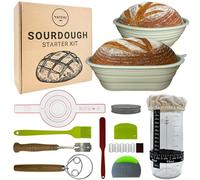 Yateki Sourdough Starter Kit for Beginners - 20 Piece Bread Making Set with 2 Silicone Proofing Baskets, Starter Jar, Danish Whisk, Bread Lame & Essential Tools