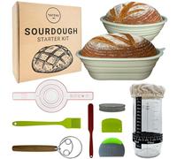 Yateki Sourdough Starter Kit for Beginners - 20pc Bread Making Set with 2 Silicone Proofing Baskets, Starter Jar, Bread Sling, Danish Whisk, Bread Lame & Essential Tools for Homemade Bread