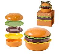 Yately Ceramic Hamburger Plates and Bowls Sets, 5-Set Hamburger Bowl and Hamburger Plate, Fun Bowl Set for Afternoon Tea, Desserts, Biscuits, Steaks