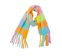 Yatemiole Women's Cashmere Big Coloured Checked Scarf Winter Warm Wrap Scarf, Pattern - 14, 84.6"x13.8"