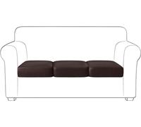 Yates Home PU Leather Couch Sofa Cushion Slipcover Water-Proof Elastic Chair Seat Covers Loveseat Slip Cover for Settee Seater Replacement in Living Room（2 Piece Large Sofa Cushion Covers, Chocolate