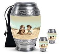 YATHABHISA Brother & Sister Combo Of 1 Large Urn With Velvet Bag And 2 Small, Memorial Urns, Cremation Urn For Human Ashes, Keepsake Urns For Adult, Funeral Urns, Male & Female Urns, Burial Urn,