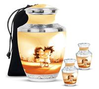 YATHABHISA Brother & Sister Theme Combo Of 1 Large Urn With Velvet Bag And 2 Small, Adult Urn, Cremation Burial Urns, Decorative Urns For Ashes, Mini Urns For Humans, Memorial Ash Urn, Funeral Urns,