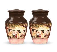YATHABHISA Brother & Sister Theme Small Urn For Human Ashes, Pack Of 2, Adult Male & Female, Keepsake Mini Cremation Urns For Adults, Funeral Decorative Urns, Memorial For Human Remains, Burial Urns,