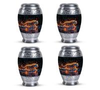 YATHABHISA Cremation Keepsake Urns, Decorative Urn, Mini Keepsake Urns, Memorial Small Urns for Human Ashes, Funeral Urns 3''_Black, Orange | Tiger Urn | Small Keepsake urns for Ashes, Set of 4