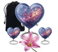 YATHABHISA Dusk Butterfly Urn for Ashes - 10" Large & 2 Keepsake - Aluminium - Heart Pattern - Women's Urn - Decorative - Cremation Urn