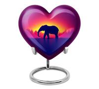 YATHABHISA Elephant Heart Shaped Urn Keepsake, Mini Urns for Human Ashes, Cremation Small Ash Container, Memorial Gift for Brother & Sister, Purple, 3 Inch