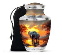 YATHABHISA Elephant Urns Human Ashes, Cremation Urn, Funeral for Adult Remains, Memorial Gift for Mom & Dad, Dark Blue, Medium, 6 Inch
