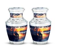 YATHABHISA Fishing Urn, Keepsake Burial Urns for Ashes, Decorative Gift for Father & Mother, Funeral Ash, Grey, 3 Inch (Set of 2)