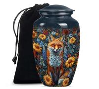 YATHABHISA Floral Fox Garden - Urn for Human Ashes Adult Male - Funeral Ashes Urn - 10 Inch - Large with Velvet Bag - Memorial Urns - Decorative Urns - Ash Urns for Humans - Cremation Urn Human Ashes