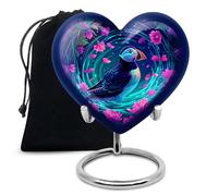 YATHABHISA Heart Puffins Urn for Sister & Brother, Funeral & Burial Urns for Ashes, Large Decorative Urn for Family,Cremation Memorial Urns for Human Ash, 10 Inch