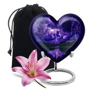 YATHABHISA Heart Shaped Urn, Heart Urns for Human Ash, Cremation Decorative for Burial & Funeral Human Adult Remains, Memorial Gift for Men & Women, Purple, Large, 10 Inch