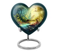 YATHABHISA Heart Urns for Ashes, Keepsake Urn for Human Ashes, Funeral Cremation Urns for Human Ashes, Memorial Gift for Brother, Green, 3 Inch