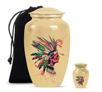 YATHABHISA Native American Urns For Human Ashes Adults Set Of Large & Small Keepsake For Husband & Wife, Cherished Urn, 1 Large Urn With Velvet Bag And 1 Small, Mini Urn For Ashes,