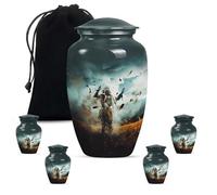 YATHABHISA Native American Urns For Men Ashes Adult Male Memorial Urns For Human Remians For Husband & Wife, Unique Urns For Human Ashes, Combo Of 1 Large Urn With Velvet Bag And 4 Small
