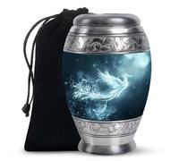 YATHABHISA Phoenix Bird Urns, Modern Urns, 10 Inch, Memorial Urns For Mom & Dad, Large With Velvet Bag, Decorative Urns, Metal Urns For Human Remains, Handcrafted Urns, Cremation Urns