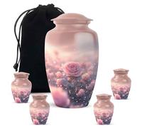 YATHABHISA Rose Cremation Urns for Ashes, Memorial Gift for Brother & Sister, Funeral Urn Humming Bird for Adult Human Ash, Pink, Combo (10 Inch & 3 Inch Mini Set of 4)