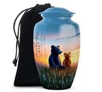 YATHABHISA Teddy Bear Urn for Ashes, Large Urns for Human Ash, Funeral & Burial Cremation for Adult, Memorial Gift for Mother, Blue, 10 Inch