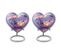 YATHABHISA Twilight Butterflies Heart Urn, Cremation Urns for Human Ashes, Small Urn for Ashes for Women, Funeral Urns for Ash, Decorative Ash Holder, Tiny Ash Container (Size - 3 Inch, 2 Pcs)