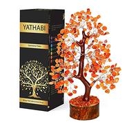 YATHABI Carnelian Feng Shui Gemstone Crystal Tree Bonsai Trees for Chakra Healing Stone Crystals Good Luck House Decoration Spiritual Gift Office Table Décor Size 10-12 Inch (Silver Wire)…
