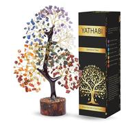 YATHABI Seven Chakra Aura Cleansing Gemstone Tree Ornament Gift Natural Healing Crystal Tree of Love Feng Shui Money Bonsai Home Decor for Wealth and Luck Prosperity Handcrafted (Size 10-12 Inch)