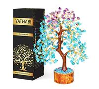 YATHABI Turquoise & Amethyst Chakra Balancing Tree Natural Healing Crystal Gemstone Feng Shui Money Bonsai Trees Home Decor Prosperity Aura Cleansing Wealth Good Luck Stone Size 10-12 Inch