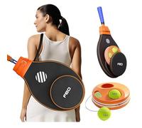 Yatics Tennis Trainer Set with Racket and Rebounder Bag, 2-Ball Non-Slip Base Design, High-Elastic Ball Cord, Easy to Carry Portable Solo Training Equipment and Gift Set for Beginners