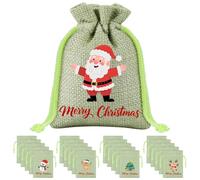 Yatihugy 50 PCS Custom Burlap Gift Bags witth Merry Christmas,Personalised Gift Bag Pouch Customized Burlap Sacks Bags for Birthday Festival Household Party Favors Jewelry
