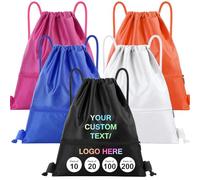 Yatihugy Custom Drawstring Bags Bulk with Logo, Personalized Drawstring Backpacks for Sports, Draw String Back Bag for Travel Beach Dance Gymnastics Climb Trip Party Daily Use(Black)