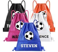 Yatihugy Custom Soccer Drawstring Bags Bulk, Personalized Drawstring Backpacks with Name for Sports, Draw String Back Bag for Travel Beach Dance Gymnastics Climb Trip Party Daily Use