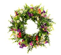 Yatihugy Door Wreath Green Leaf Wreath,Artificial Flowers Wreath for Front Door,Spring Summer All Seasons Floral Wreath for Living Room Window Wall Garden Wedding Festival Decor