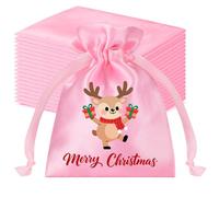 Yatihugy Personalised Gift Bags witth Merry Christmas,Custom Monogram Alphabet Gift Bag Pouch Customized Xmas Eve Box Sack Bags for Holiday Presents