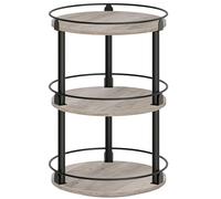 YATINEY 3-Tier Lazy Susan Organizer, Rotating Spice Rack, Industrial Turntable Spice Rack Organizer for Cabinet, Kitchen Countertop, Pantry, Greige and Black SR23BG