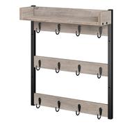 YATINEY Coffee Mug Holder Stand, 3 Tier Mug Tree Rack, Hanging 12 Cups, with Top Shelf, for Kitchen, Dining Room, Living Room, Cafe, Greige and Black MH42BG