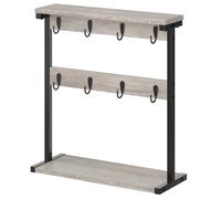 YATINEY Coffee Mug Holder Stand, Countertop Mug Tree Holder Rack, Mug Storage with Hooks and Open Shelves, Freestanding Storage Rack for Kitchen, Greige and Black XMH43BG