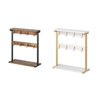 YATINEY Coffee Mug Holder Stand, Countertop Mug Tree Holder Rack, Mug Storage with Hooks and Open Shelves, XMH43BR-XMH43DW